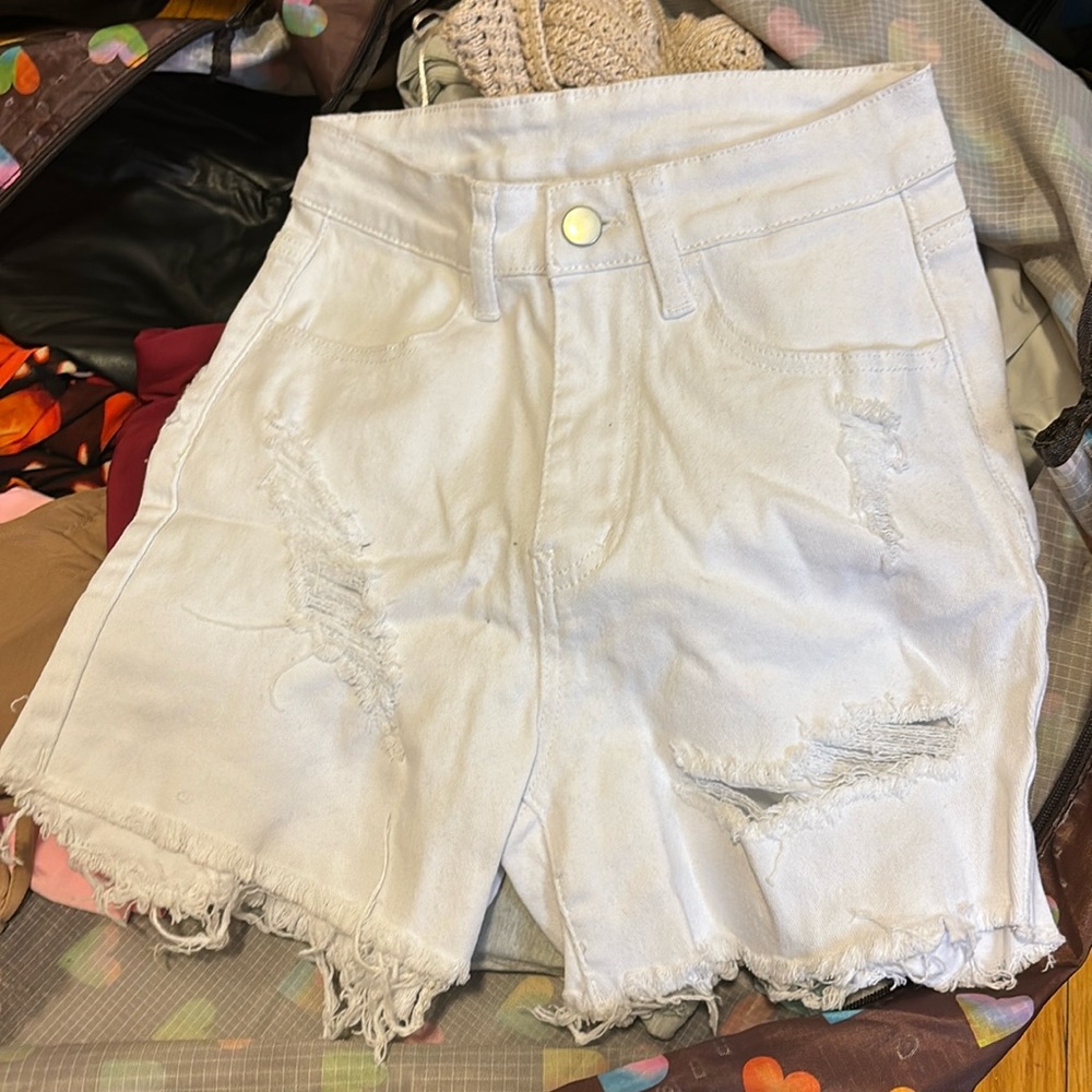 White denim shorts